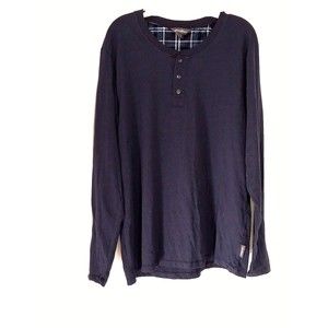 Eddie Bauer Men's Navy Blue Cotton Knit Long Sleeve Henley Size M Mint Condition